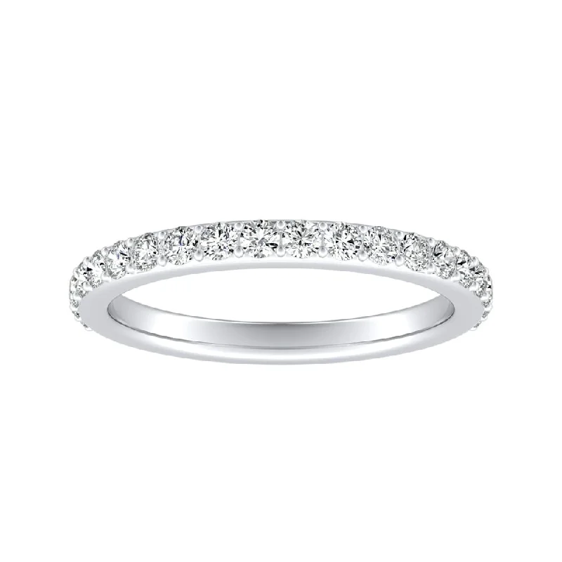 luxury engagement rings for women -Auriya 3/8ctw Stackable Round Diamond Wedding Band Platinum