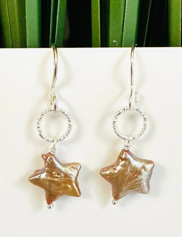 modern engagement rings for women -Pearl Earrings/Star Earrings, Celestial Star Earrings,Purple Star Earrings, Star Earrings