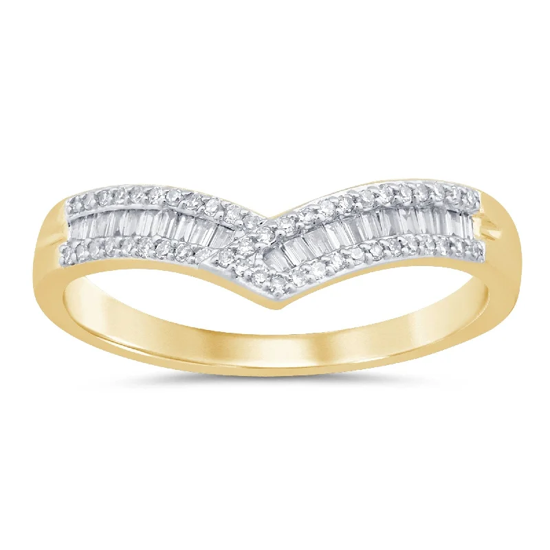 personalized necklaces for women -V Shape Ring with 1/4ct of Diamonds in 9ct Yellow Gold