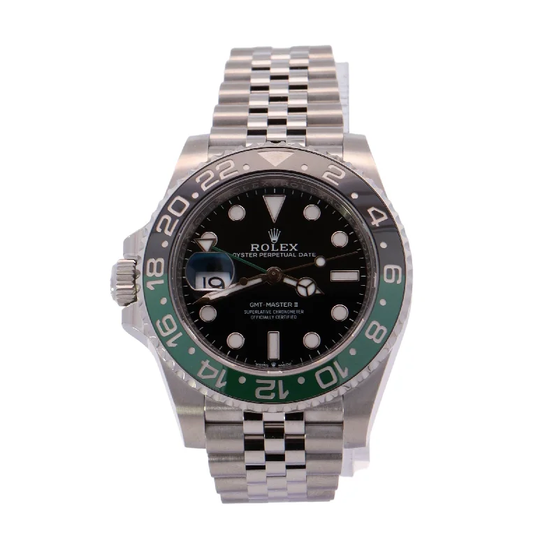 Rolex GMT Master II "Sprite" Stainless Steel Black Dot Dial Watch Reference # 126720VTNR