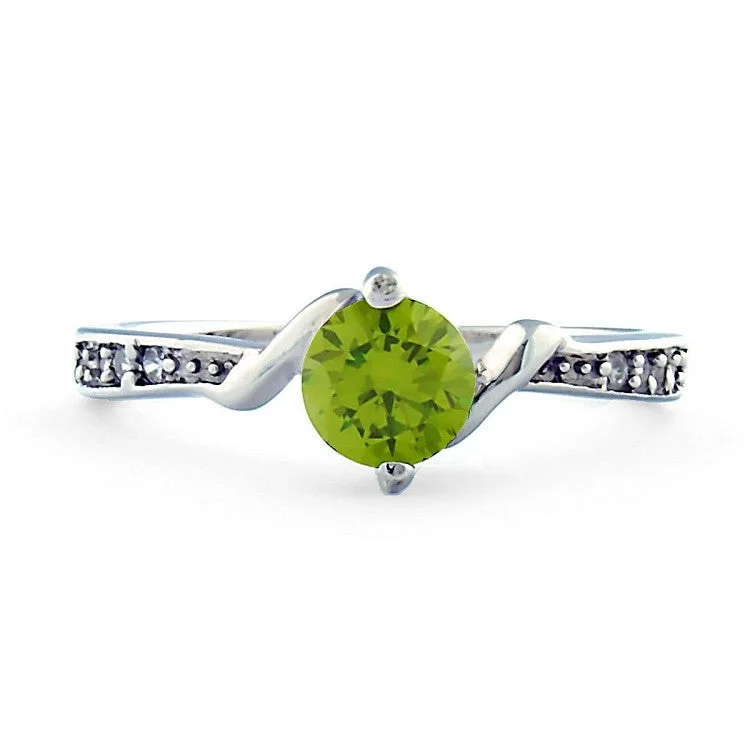 Entwined Love: Peridot and Russian Ice CZ Promise Friendship Band Ring