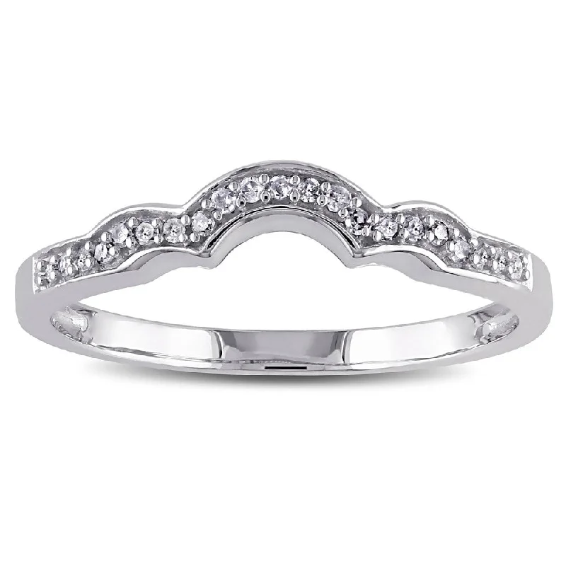 solitaire engagement rings for women -Miadora 10k White Gold 1/10ct TDW Diamond Stackable Contoured Wedding Band (G-H, I2-I3)