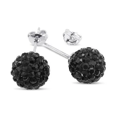 luxury platinum rings for women -Copy of Sterling Silver 6mm each 925 Black Crystal CZ 2 Carat Total Weight Stud Earrings.