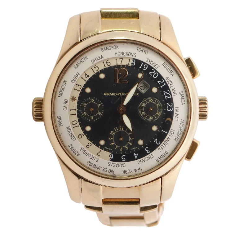 Girard Perregaux World Chronograph Yellow Gold 43mm Grey Chronograph Dial Watch  Reference #: WW.TC