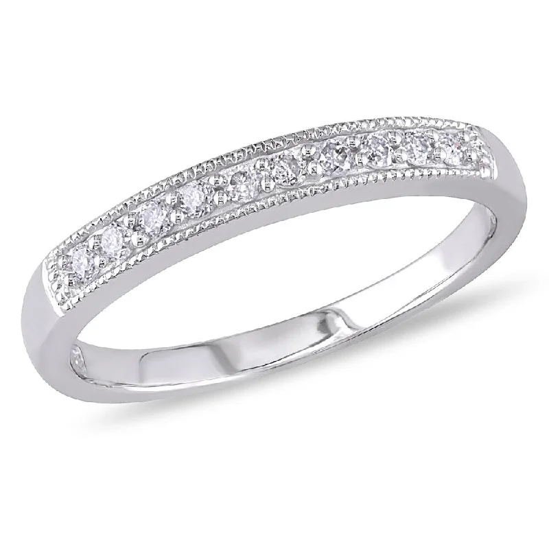 stylish engagement rings for women -Miadora 10k White Gold 1/10ct TDW Diamond Wedding Band (H-I, I2-I3)