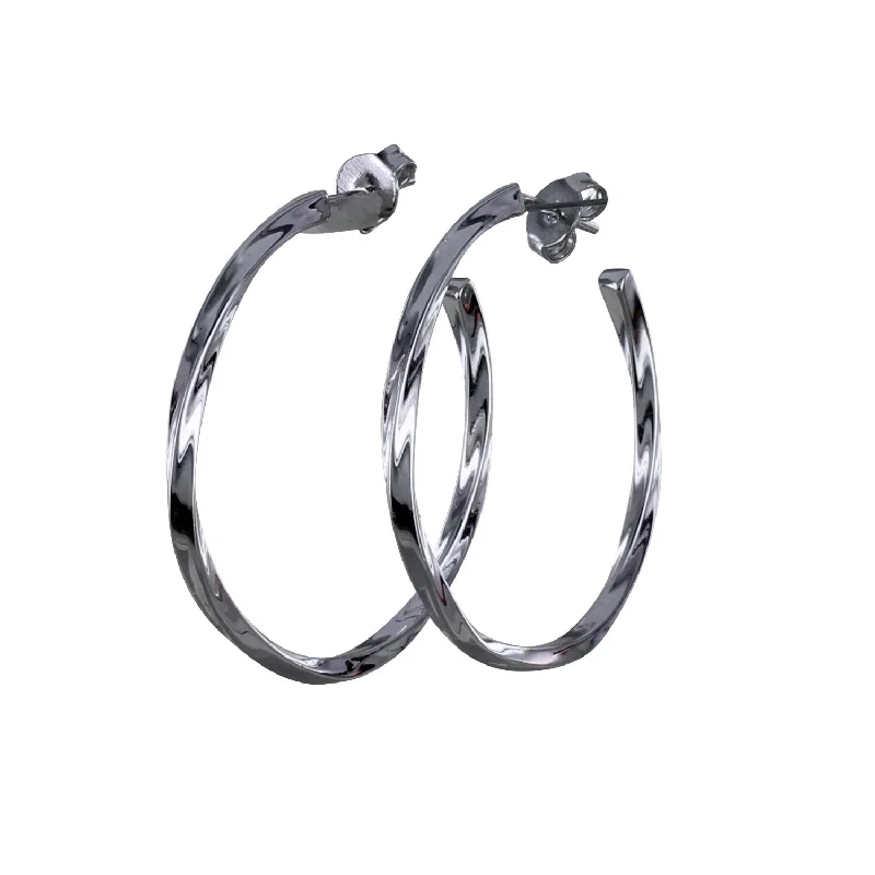 statement rings for women -Sterling Silver Twister Hoop Earrings