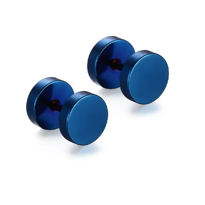 colorful stud earrings for women -Sexy Sparkles Jewelry Stainless Steel Mens Womens Blue Stud Earrings Ear Plugs Tunnel