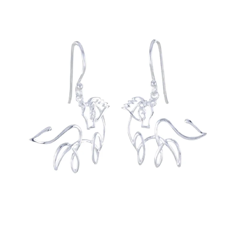 bold rings for women -Sterling Silver Horse Line Drop Earrings