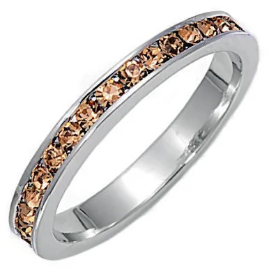 Caelyn: Stackable Russian Champagne Ice CZ Eternity Band Ring