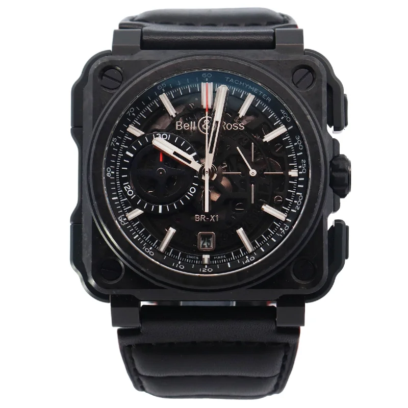 Bell & Ross BR-X1 Chronograph Forged Carbon 48mm Skeleton Stick Dial Watch Reference# BR X1-CE-CF-BLACK