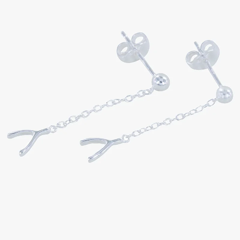 small hoop earrings for women -Wishbone Drop Stud Earrings