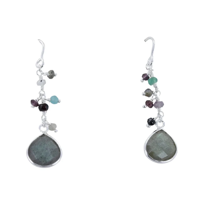 bridesmaid earrings for women -Sophie Labradorite Stone Drop Earrings