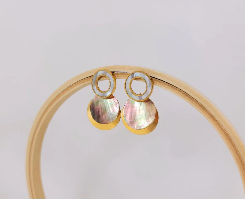 wedding rings for brides -Abalone Wheel Earrings