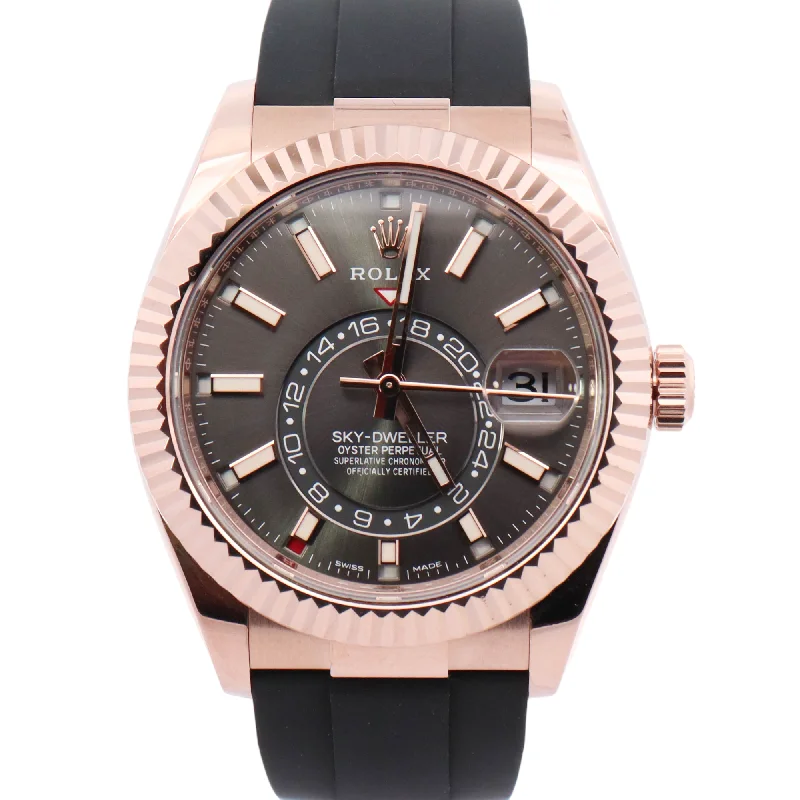 Rolex Sky-Dweller Rose Gold 42mm Rhodium Stick Dial Watch Reference# 326235