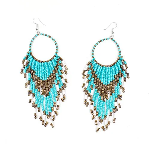 titanium rings for women -Sexy Sparkles Women's Beaded tassel earrings Long Fringe Lightweight Drop Earrings Dangle