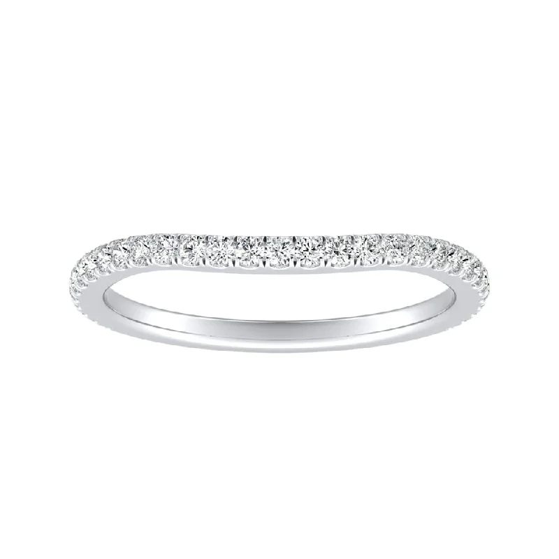 vintage platinum engagement rings -Auriya Platinum 1/3ctw Women's Curved Diamond Wedding Band