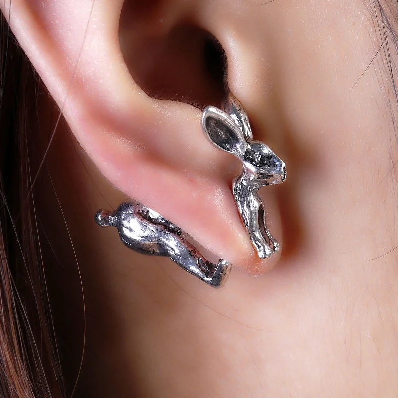 silver rings for women -SEXY SPARKLES Sexy Sparkles Rabbit 3D Double Sided Ear Stud Earrings for Women