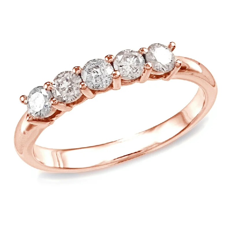 colored gemstone engagement rings -Auriya 10k Gold 10k Rose Gold 1/2ctw 5-Stone Diamond Wedding Band