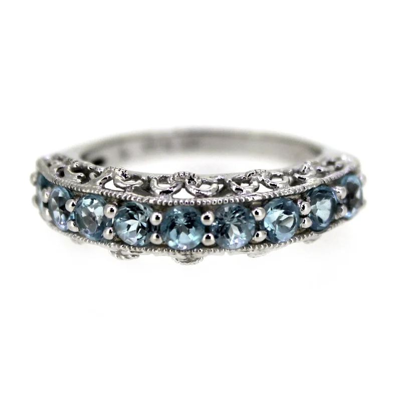 925 Sterling Silver Sky Blue Topaz Band Ring