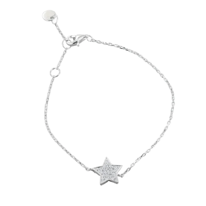 geometric earrings for women -Sterling Silver Edged CZ Star Bracelet