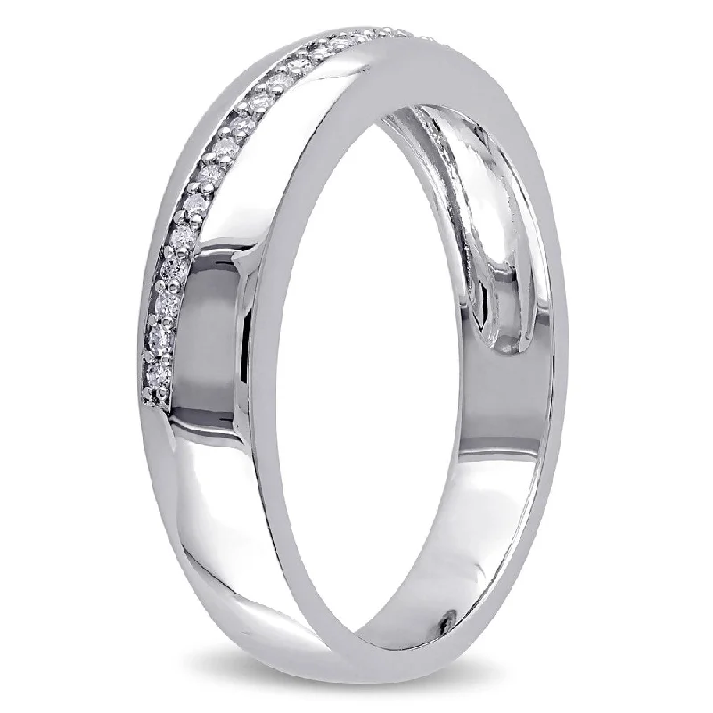 promise engagement rings for women -Miadora Men's Sterling Silver 1/10ct TDW Diamond Wedding Band