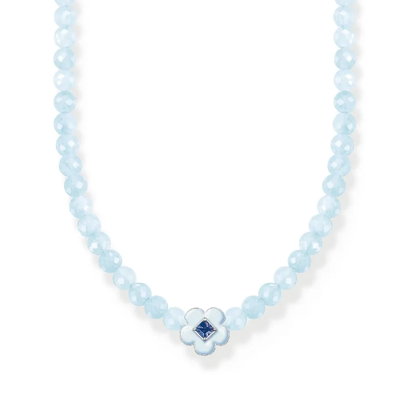 diamond necklaces for women -THOMAS SABO Jade Bead Flower Blue Choker