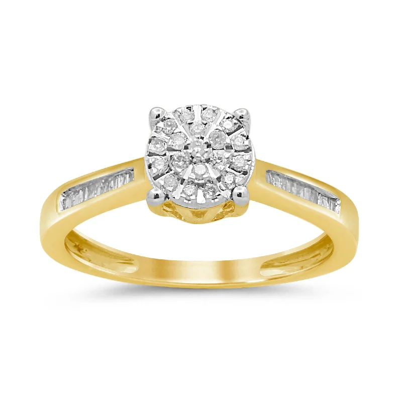 elegant necklaces for women -Solitaire Look Ring with 0.15ct of Diamonds in 9ct Yellow Gold