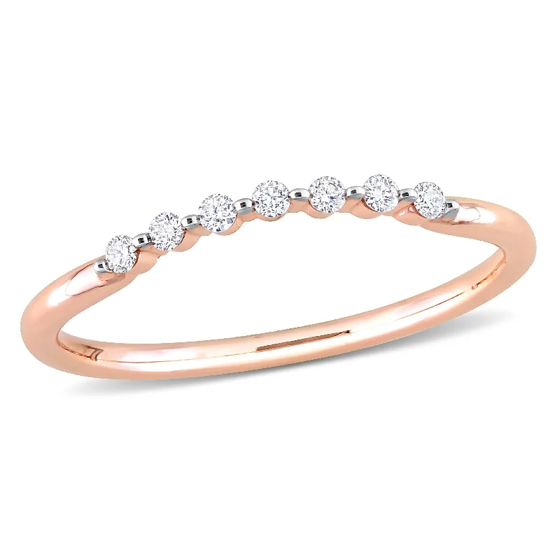 diamond eternity bands for women -Miadora 14k Rose Gold 1/10ct TDW Diamond Stackable Semi-Eternity Wedding Band Ring