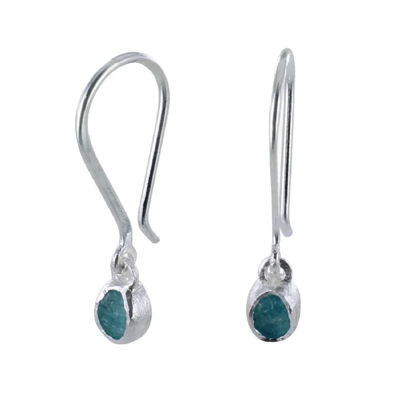 affordable earrings for women -Sterling Silver Rough Stone Drop Earrings