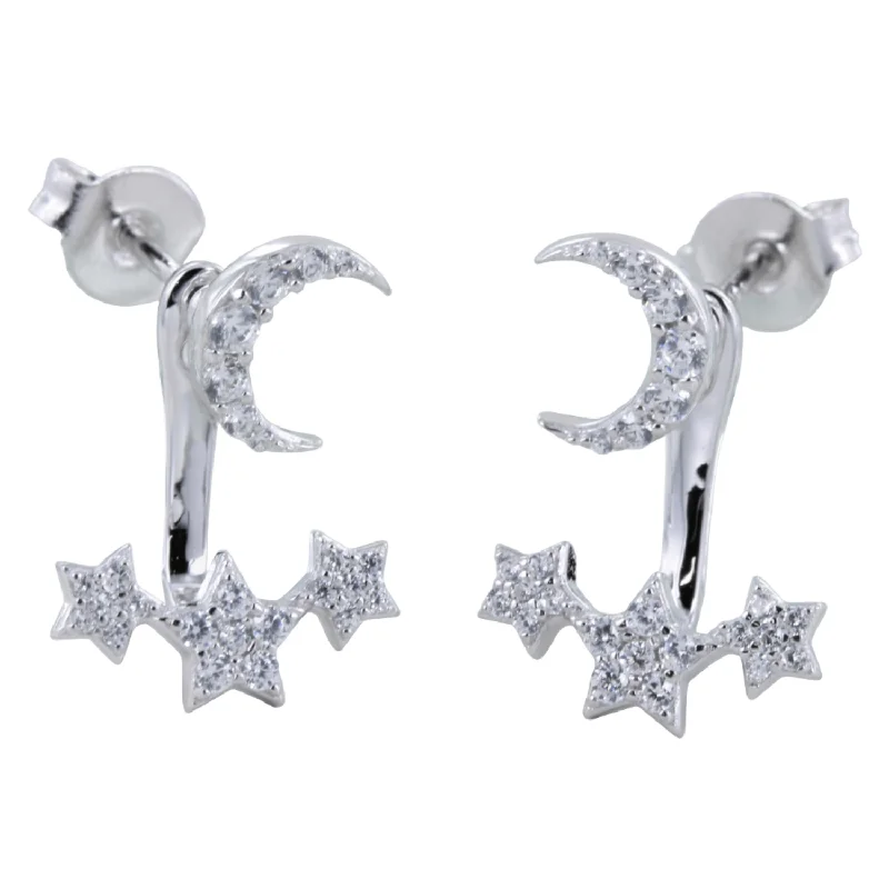 radiant earrings for women -Star and Moon 2 in 1 Earrings