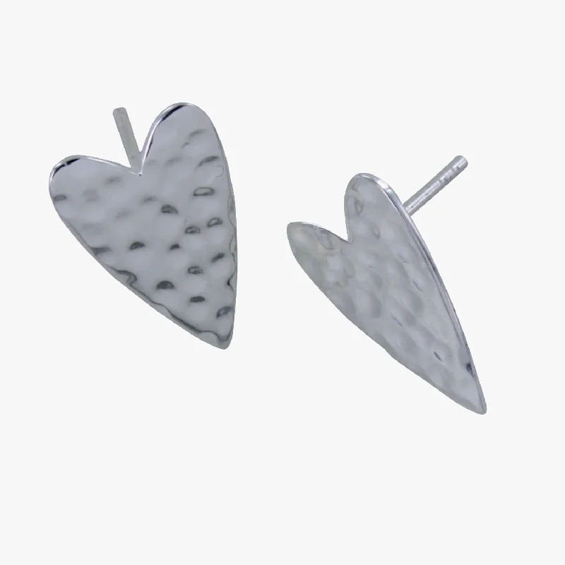 drop earrings for women -Big Love Sterling Silver Heart Stud Earrings