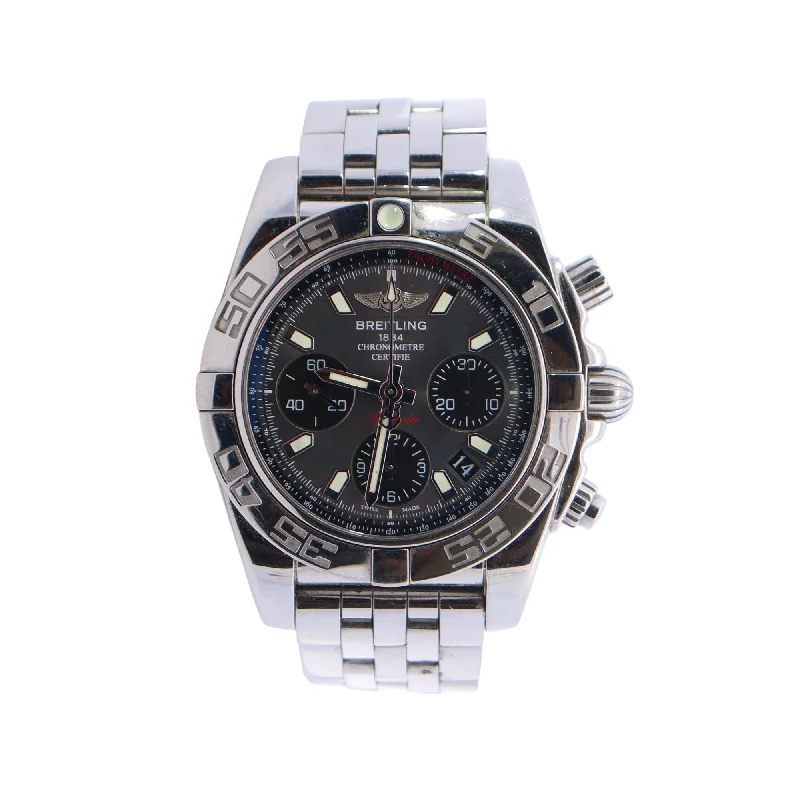 Breitling Chronomat Stainless Steel 41mm Grey Chronograph Dial Watch Reference #: AB014012/F554