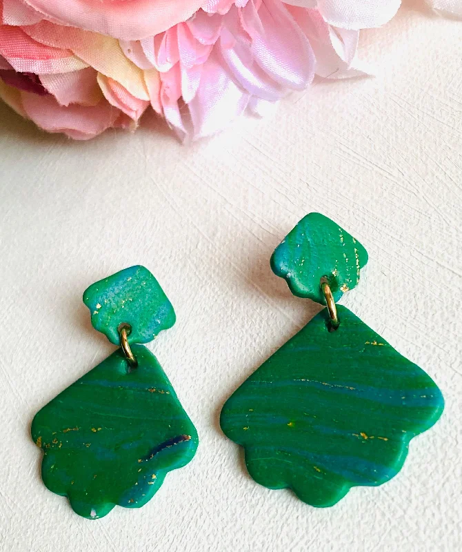 personalized earrings for women -Spring Green Earrings/ Green Clay Earrings, Statement Earrings