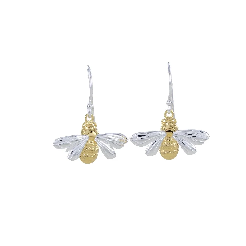 round earrings for women -Queen Bee Sterling Silver and 18ct Gold plated Earrings