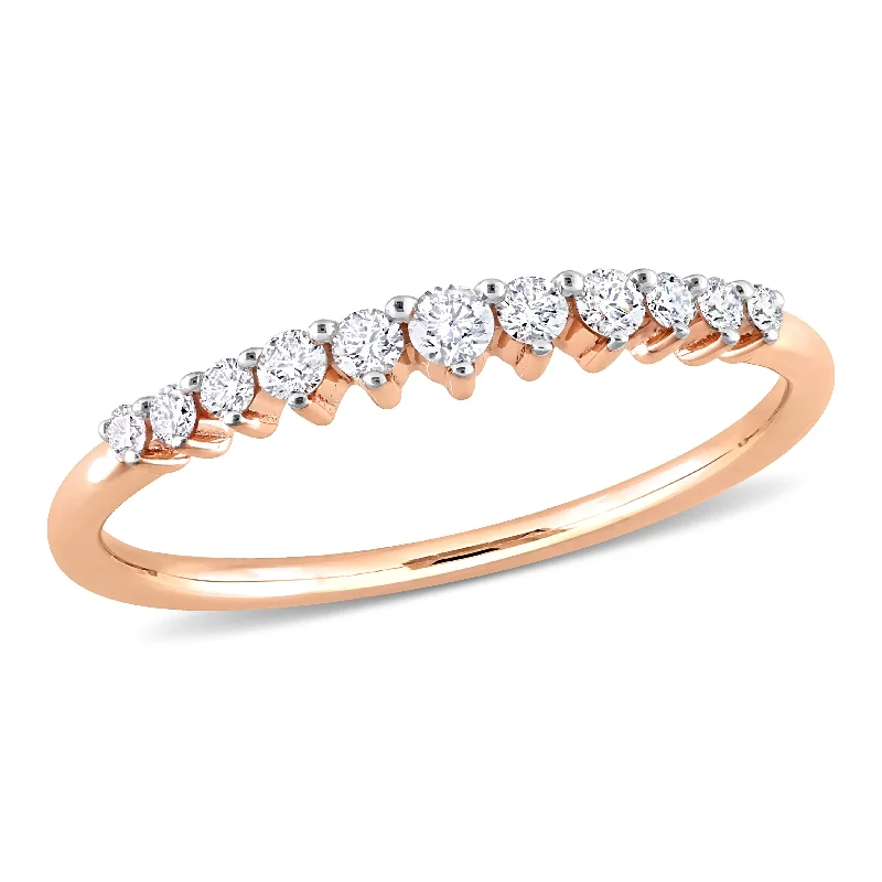 gemstone diamond engagement rings -Miadora 14k Rose Gold 1/5ct TDW Diamond Stackable Semi-Eternity Wedding Band Ring