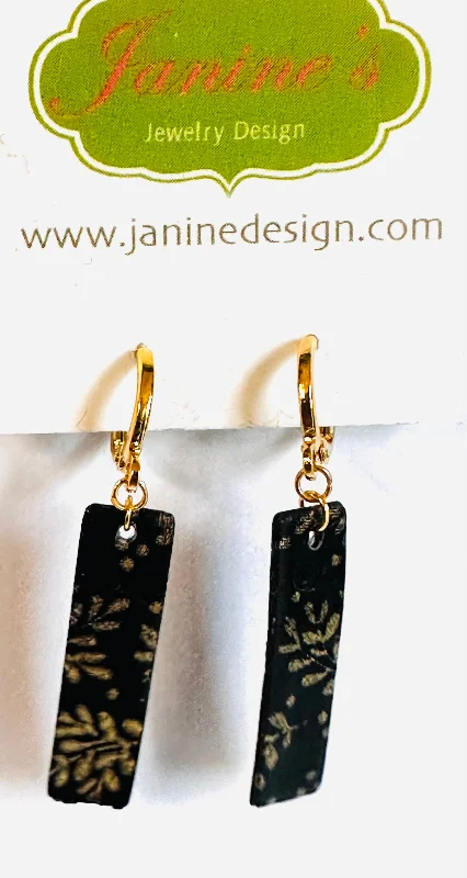 matching rings for couples -Black and Gold Bar Earrings/Black and Gold Earrings