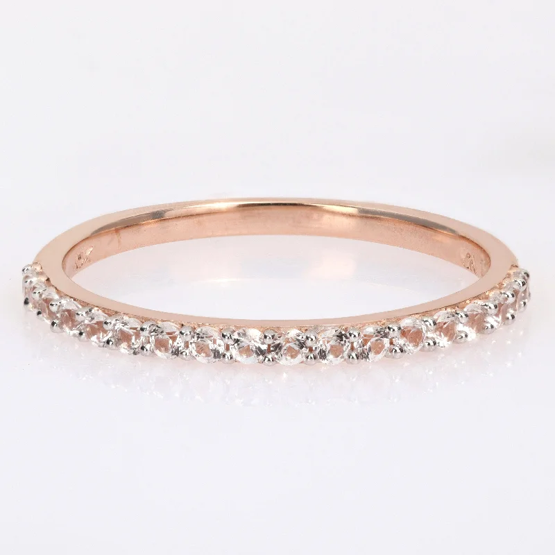 twisted engagement rings for women -Miadora Created White Sapphire Stackable Anniversary Wedding Band in 10k Rose Gold