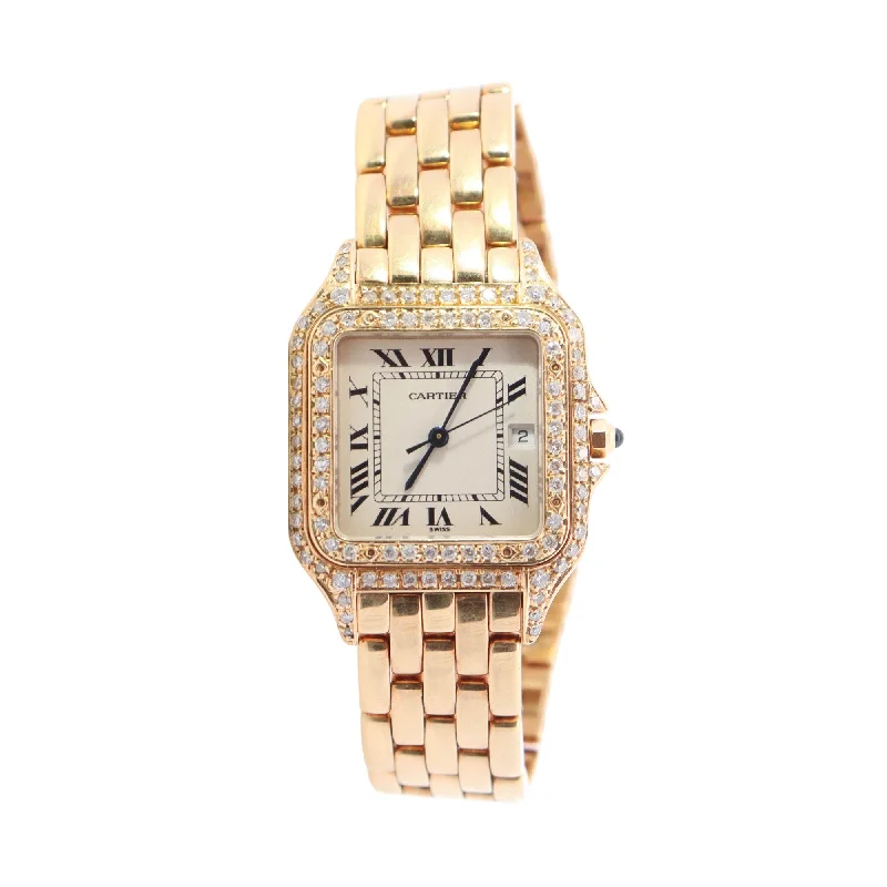 Cartier Panthere Yellow Gold 27mm x 37mm Ivory Roman Dial Watch Reference# W25014B9