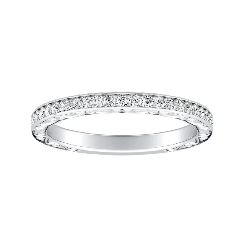 unique gemstone engagement rings -Auriya Platinum 1/3ct TDW Side Scroll Diamond Wedding Band