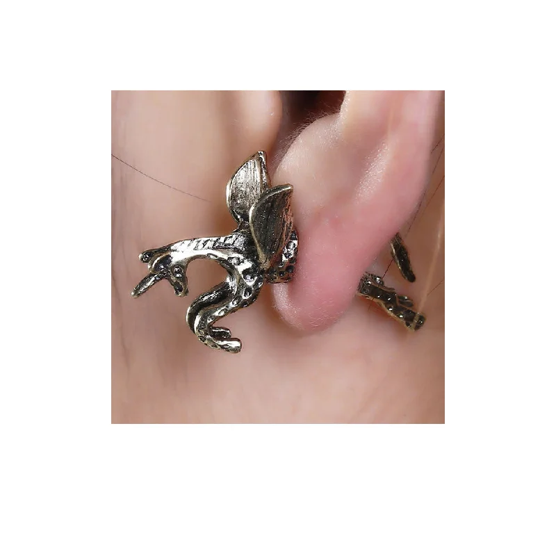 vintage rings for women -SEXY SPARKLES Sexy Sparkles Pegasus Flying Horse 3D Double Sided Ear Stud Earrings for Women