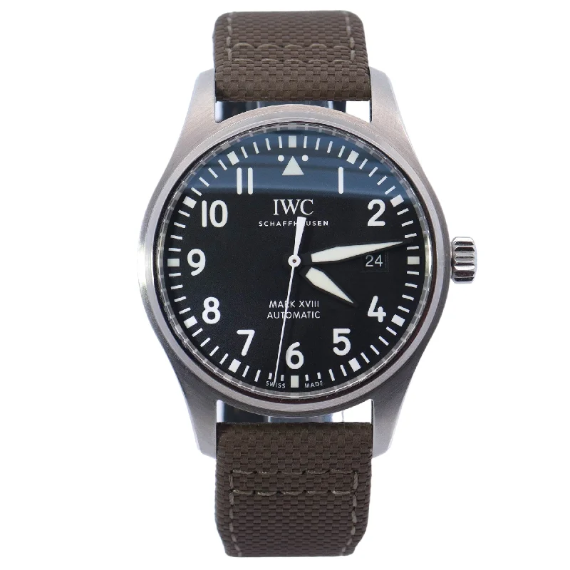 IWC Pilots Watch Mark XVIII Stainless Steel Black Arabic Dial Watch Reference# IW327009