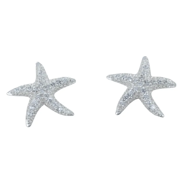 Rings 长尾词：Sparkly Sterling Silver Starfish Stud Earrings