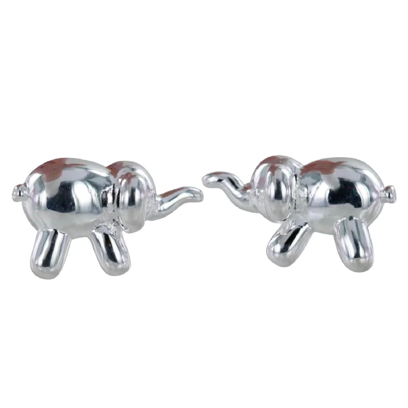 wedding band sets for women -Sterling Silver Balloon Design Elephant Stud Earrings