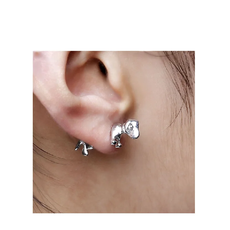 bridal earrings for women -Sexy Sparkles 1 Pair 3D Double Sided Black Dog Ear Stud Earrings for Women