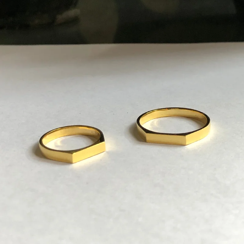 Flat Top Band Ring, Solid 14k Gold