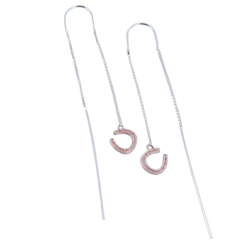 affordable wedding rings for women -Sterling Silver Horseshoe Falling Earrings