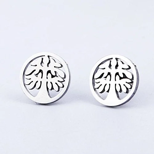 multi-strand earrings for women -Sexy Sparkles Tree stainless steel stud earrings for women girls