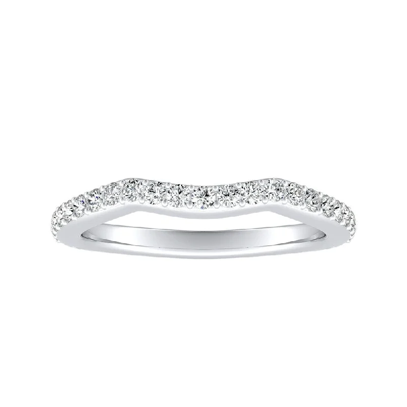 cushion cut engagement rings for women -Auriya Platinum 1/3ctw Curved Diamond Wedding Band