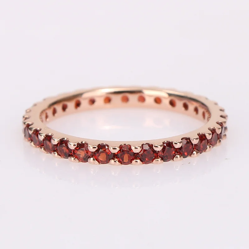 Miadora 10k Rose Gold Garnet Stackable Eternity Band Ring