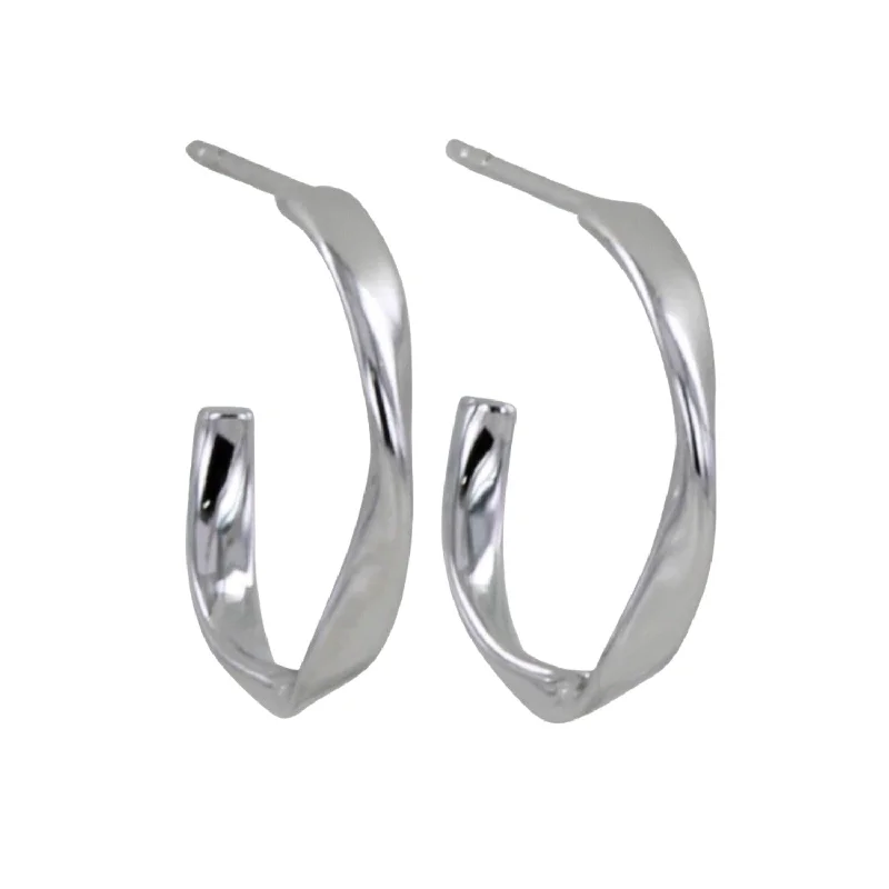 anniversary rings for women -Sterling Silver Twister Hoop Earrings